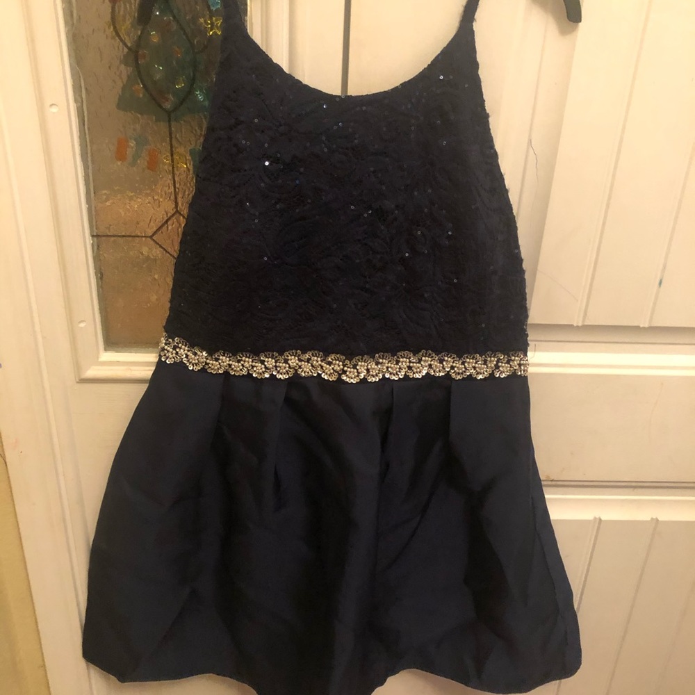 Chic Dark Blue Knee Length Homecoming Dress